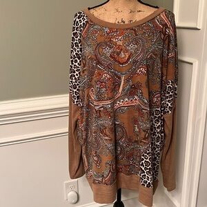 GiGiO Plus - Paisley & Leopard Print Tunic Top – Size 2XL